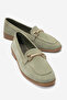 Genuine Leather Olive Suede Women's Buckle Detailed Ballerinas Andy