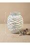 White Ceramic Vase with Black Semi-Circular Patterned Neck - 3