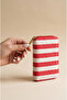 Women's Striped Fabric Mini Wallet with Zipper, Multiple Compartments, Card Holder and Coin Pocket