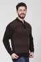 Coffee Men's Dad Middle Age and Above Knitwear Knitted Acrylic Winter Regular Fit Pocket Zipper Polo Collar Sweater - 3