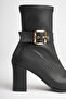 Women's Black Stretch 7.5 cm Thick Heeled Winter Boots - 7