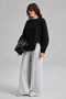 Women's Asymmetrical Crew Neck 3 Thread Ribbed Oversize Sweatshirt - 2