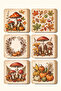 Set of 6 Pumpkin, Mushroom and Autumn Themed Decorative Mdf Coasters - 2