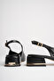 Women's Black 4 cm Thick Short Heeled Open-Back Shoes with Gold Detail - 8