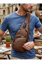Men's Cross Shoulder Bag Leather Look Multi-Compartment Adjustable Strap Daily Body Bag – Black Tan Burgundy - 4