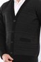 Black Men's Dad Knitwear Knitted Double Pocket Acrylic Classic Fit Buttoned Cardigan - 3