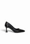 Women's Stiletto Crocodile Black Shiny Pointed Toe Medium Heel F701 - 6