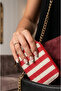 Women's Striped Fabric Mini Wallet with Zipper, Multiple Compartments, Card Holder and Coin Pocket - 3