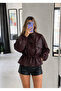 Drawstring Studded Double-Breasted Leather Jacket - 6