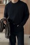 Men's Crew Neck Long Sleeve Regular Fit 100% Cotton T-Shirt - 5