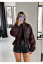 Drawstring Studded Double-Breasted Leather Jacket - 5