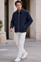 Men's Relax Fit Premium Jacket Cashmere Coat - Navy Blue