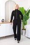 Women's Stand Collar Zippered Wide Leg Two-Piece Tracksuit Set