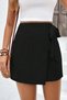 Women's Linen Look High Waist Short Skirt with Tie Detail - 4