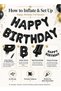 Happy Birthday Foil Balloon Banner Set 16 Inch Black Letters Party Decoration - 4