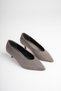 Women's Gray Suede Pointed Toe 4 cm Short Thin Heeled Stiletto Shoes