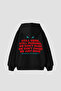 Still Moving Printed Oversize Unisex Black Hoodie