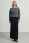 Women's Soft Plush Look Boat Neck Asymmetrical Cut Knitwear Sweater - 5