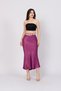 Women's Summer Purple Belted and Elastic Waist Satin Skirt 6791 - 3