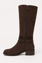 Avelelle Brown Suede Women's Casual Boots with Belt and Bead Detail - 5
