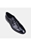 Men's Black Lace-Up Double Textured Leather Groom Shoes - 7
