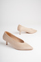 Women's Beige Suede Pointed Toe 4 cm Short Thin Heeled Stiletto Shoes - 3