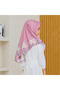 Kids Floral Printed Zip Front Hijab – Pink Modest Headscarf for Girls - 2
