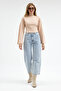 Women's Basic Wide Sleeve Beige Crop Blouse - 5