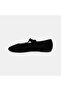 Women's Black Adjustable Buckle Stoned T-Strap Suede Ballerinas - 3