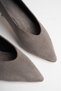 Women's Gray Suede Pointed Toe 4 cm Short Thin Heeled Stiletto Shoes - 7