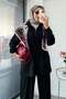 Premium Drawstring Waist Cima Detail Double Face Trousers Set - Black - 8