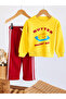 Unisex Butter Front and Back Printed Top Striped Bottom 3 Thread Fabric Bottom Top Tracksuit Set - 2