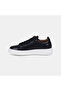 Men's Black Lace-Up Thick-Sole Leather Sneakers - 3