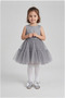 Silver Evening Dress with Satin Bow for Girls, Ballerina Style, for Special Occasions - 2