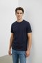 Interview Basic Modal 0 Collar Navy Blue T-Shirt - 5