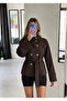 Stand Collar Buttoned Double-Breasted Trench Jacket - 5