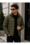 Men's Quilted Inflatable Coat Jacket with Zipper and Double Pockets for Daily Winter Wear - 2