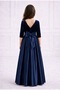 Girl's Half Sleeve Top Velvet Bottom Satin Prom Graduation Birthday Dress - 3