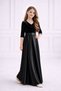 Girl's Half Sleeve Top Velvet Bottom Satin Prom Graduation Birthday Dress - 2