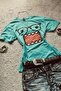 Blue Domo Kun Harajuku Y2K Short Sleeve Crop - 3