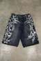 Black Washed Tribal Graffiti Gothic Y2K Unisex Shorts