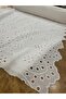 White Embroidered Scallop Cotton Voile Fabric - 150 cm Width (1 Piece = 5 Meters) - Perforated Embroidered Dress Fabric