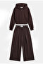 Women's Bitter Brown W6-16 Top Fleece Bottom Sweatpants 2-Piece Set - 4