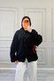 Black Crinkled Fabric Cotton Asymmetrical Collar Detailed Tulle Bomber Jacket |   Relaxed Fit Modern Hijab Jacket |   Stylish Casual Layered Outerwear |   Original Design Jacket Model - 3