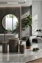 5 Piece Striped Bathroom Set – Trash Can & Toilet Brush & Liquid Soap Dispenser Set -Eco