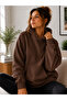 Women's Oversize 3 Thread Threaded Hooded Sweatshirt Hoodie