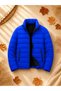 Men's Quilted Inflatable Coat Jacket with Zipper and Double Pockets for Daily Winter Wear