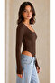 Women's White Basic Long Sleeve Square Neck Snap Fastener Bodysuit - 2