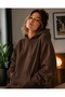Women's Oversize 3 Thread Threaded Hooded Sweatshirt Hoodie - 2