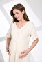 Beige Patterned Maternity Nightgown Set with Dressing Gown - 3